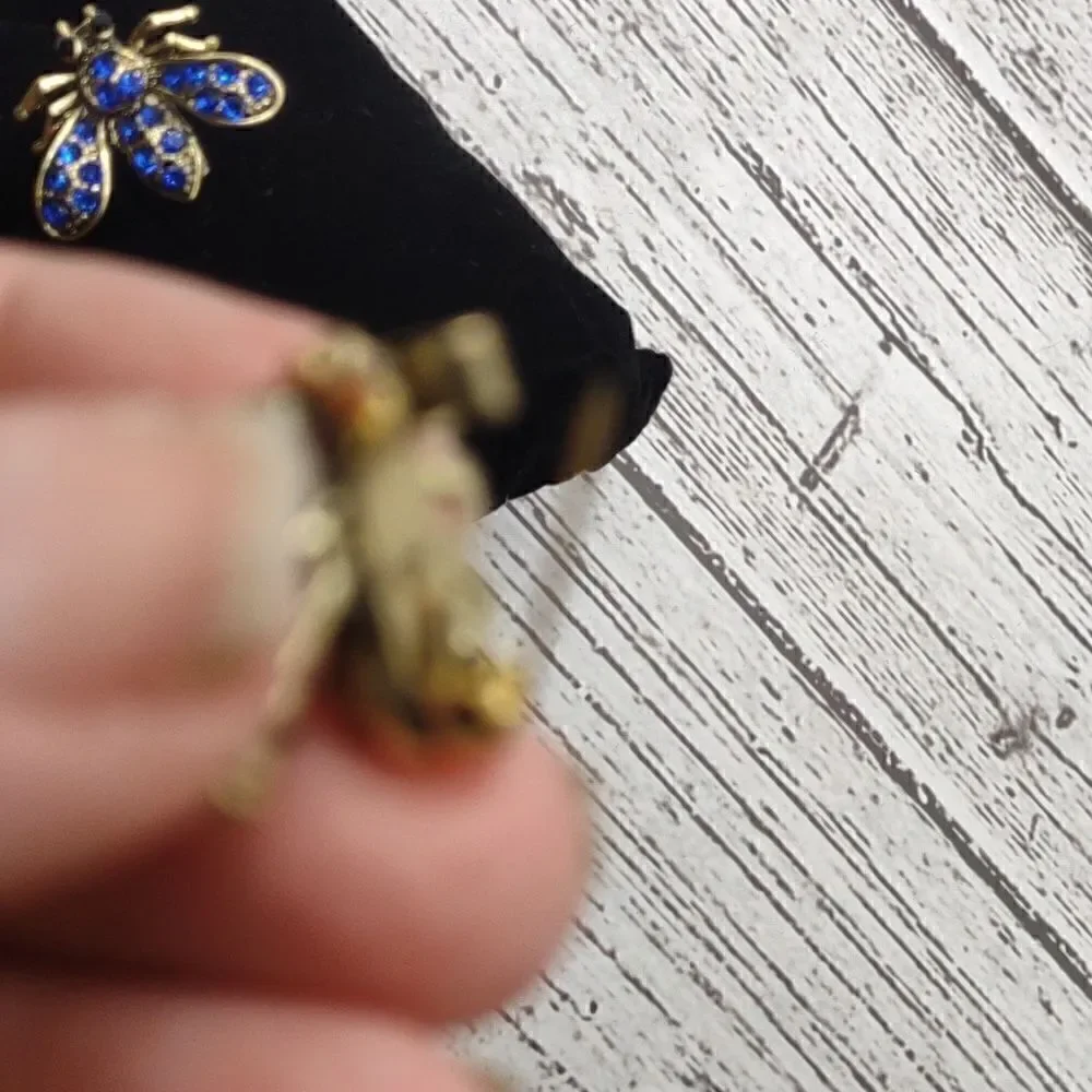 Set of 2 Bee Brooches Pins Rhinestone.  P1